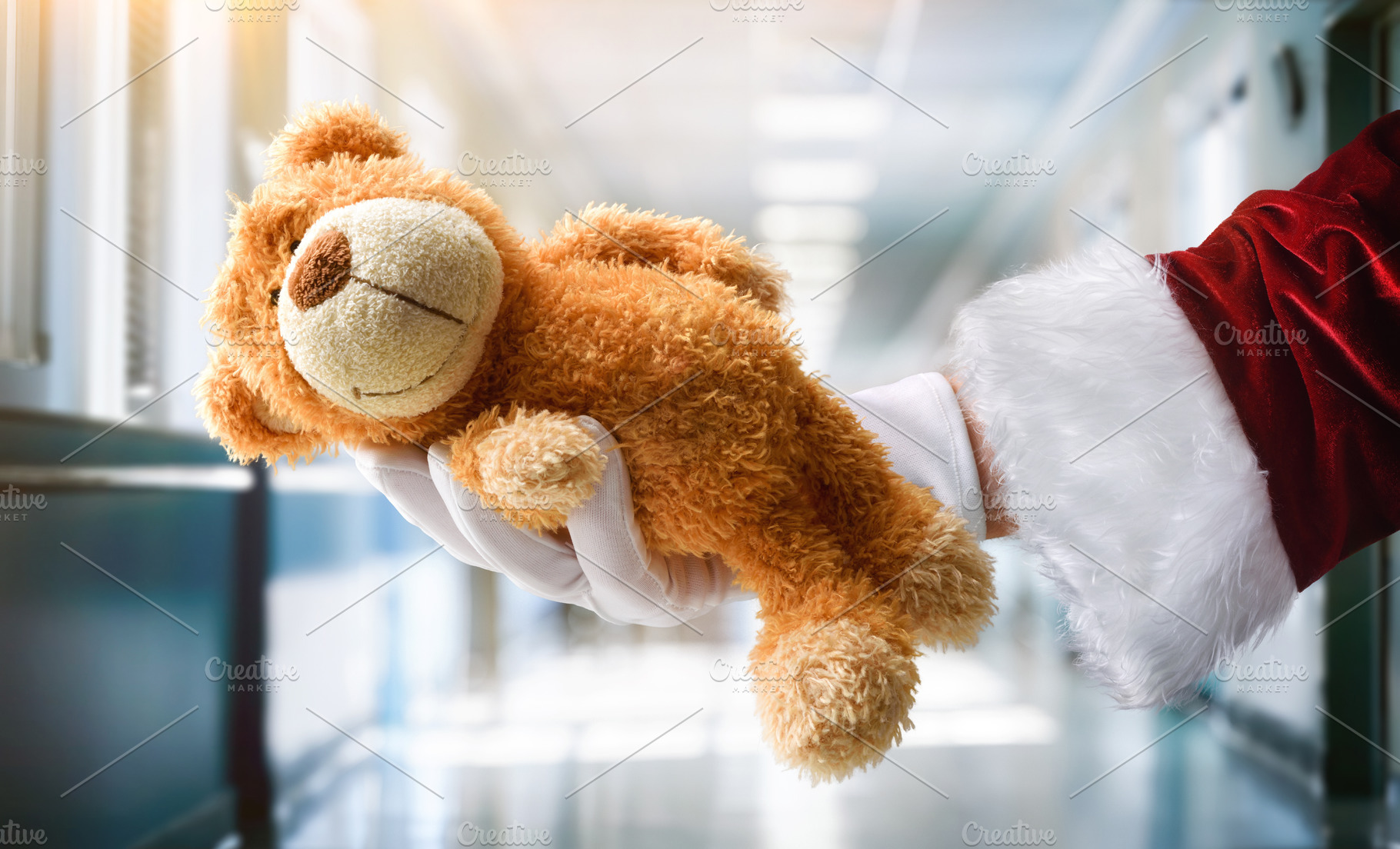 Santa hand and teddy for hospitalized children at Christmas, a Holiday Photo by Davizro's Market