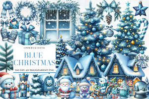 Blue Christmas Clipart, an Illustration by Designworld