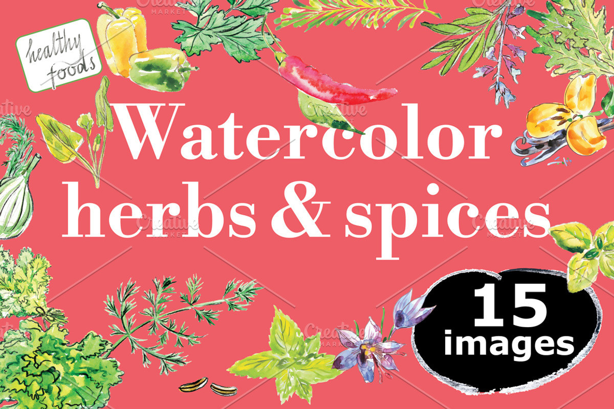 Watercolor herbs & spices collection, a Graphic by miminoshka (Photo 1 of 9)