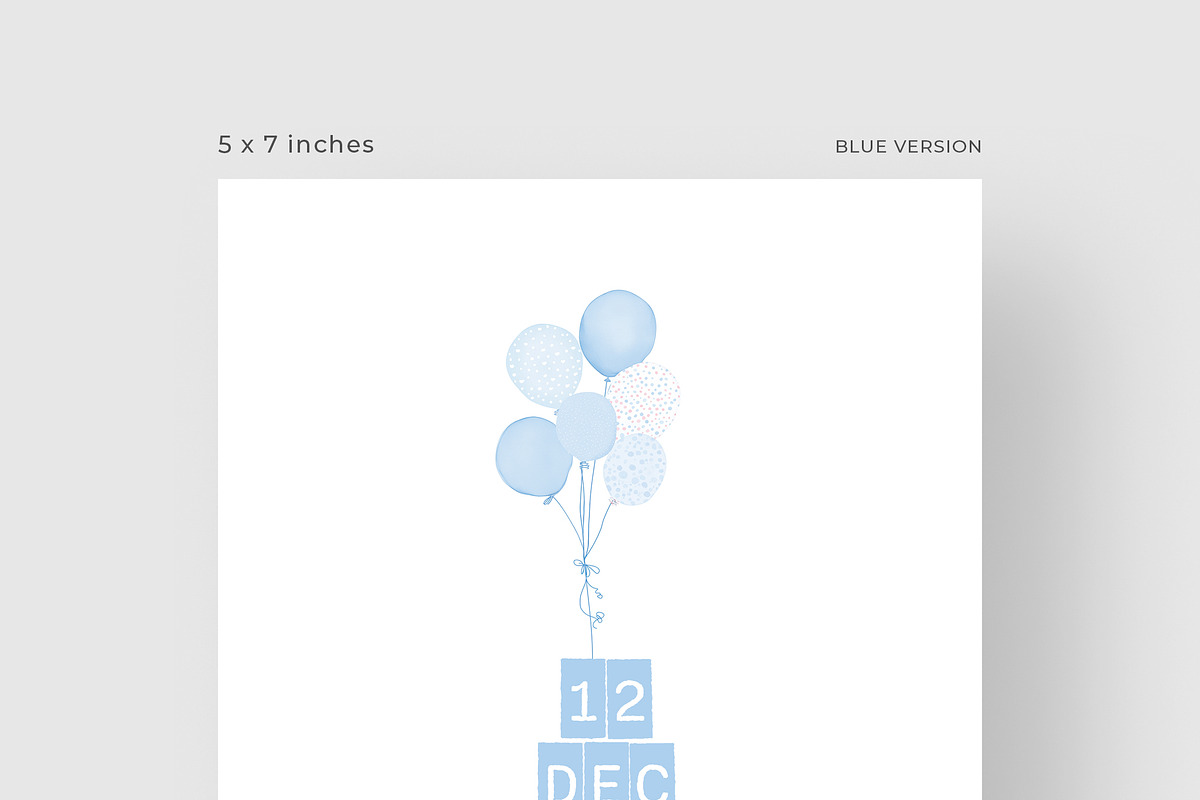 Balloon Calendar Birth Announcement, a Card Template by Filip Studio (Photo 4 of 4)