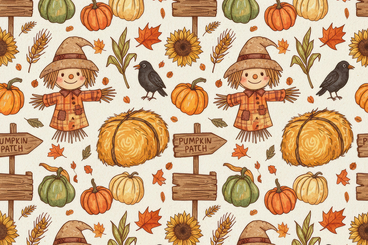 Seamless Autumn Pattern, a Decorative Illustration by Virgo Studio