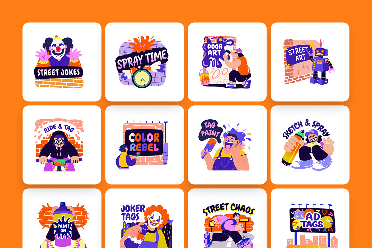 Graffiti Art Stickers Set, an Emoji Icon by Creative Stall (Photo 8 of 8)