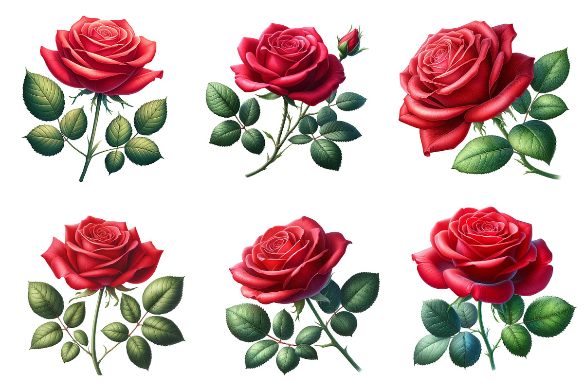Watercolor Rose Flower Clipart, an Illustration by Dream Creation (Photo 4 of 6)