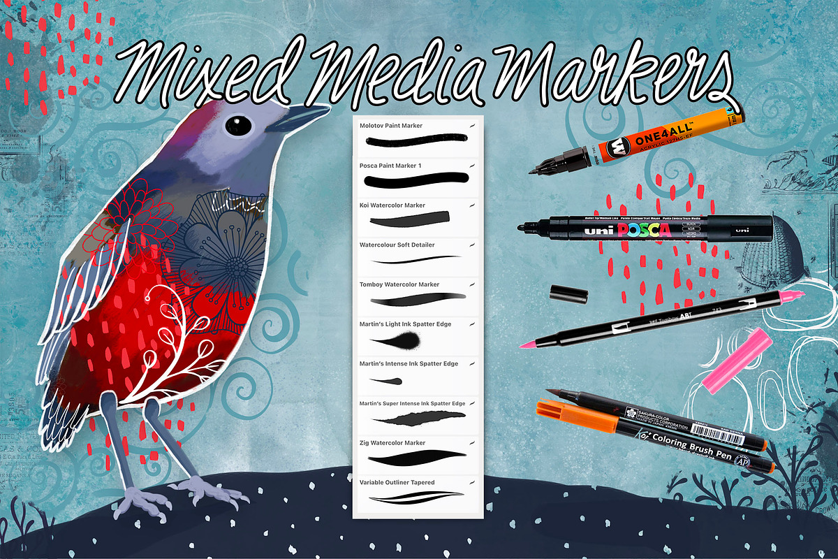 Mixed Media Procreate Bundle, a Brushes & More by DeloresArt (Photo 13 of 45)