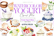 Watercolor Yogurt Clipart, Acai Bowl, a Food Illustration by BrushstrokeArtGB (Thumbnail 1 of 9)