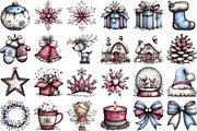 Whimsical Icy Blue Christmas Clipart, an Illustration by Sublimation Artist (Thumbnail 2 of 6)