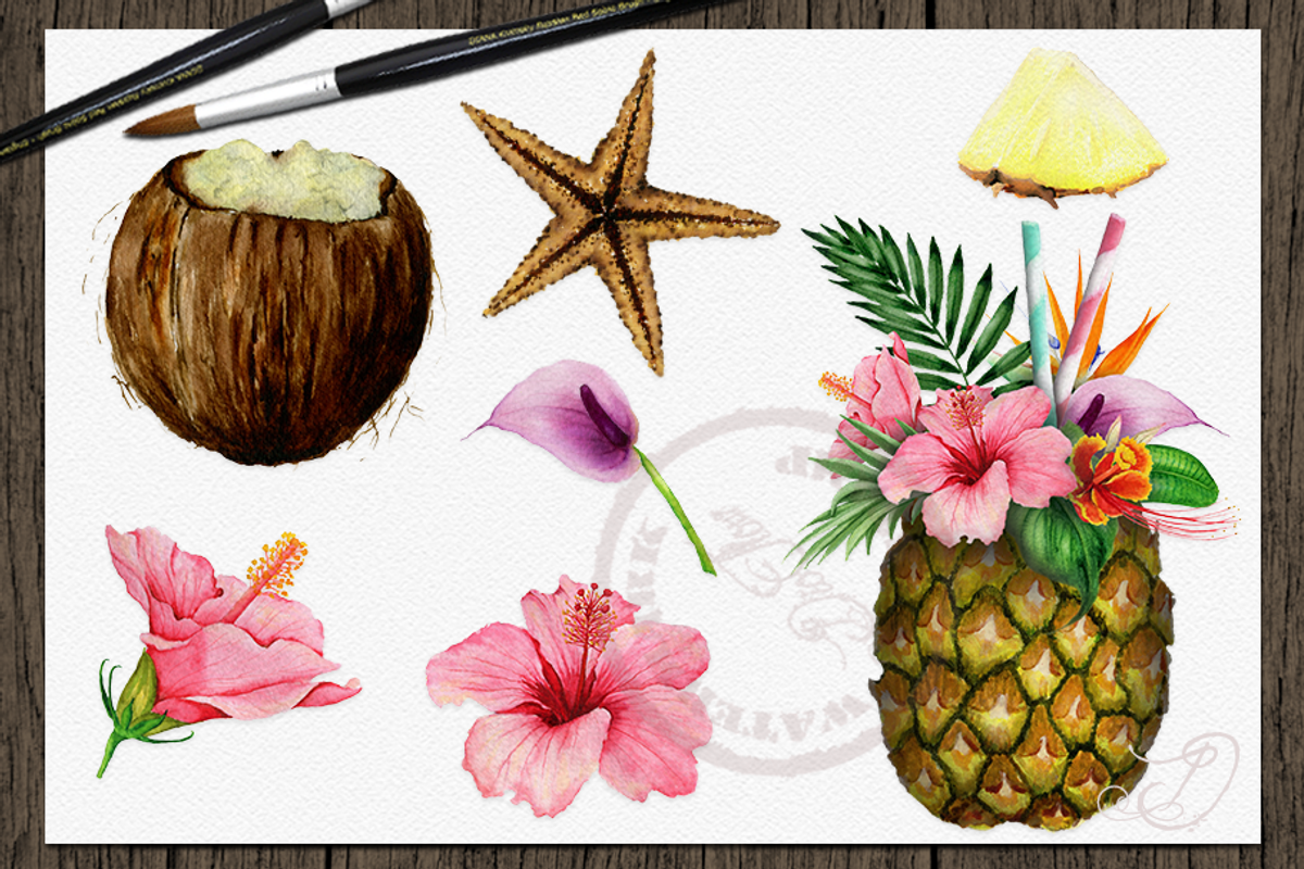 Hawaii Watercolor Illustration, a Decorative Illustration by DioFlow (Photo 5 of 6)