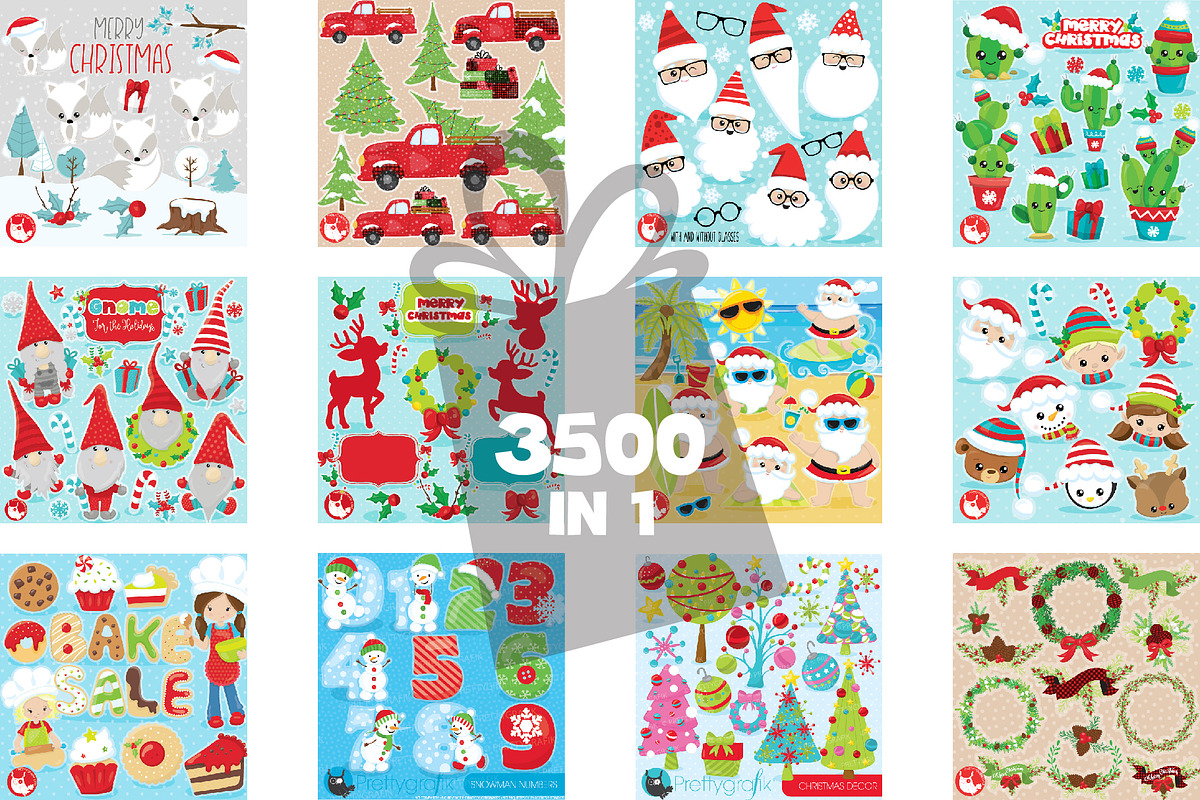 Mega Christmas Bundle -3500 graphics, an Illustration by PrettyBundles (Photo 3 of 13)