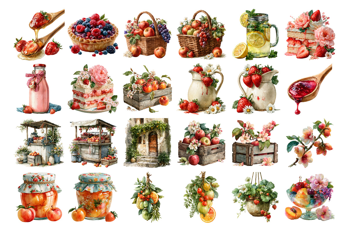 Fruity Summer Cottagecore Clipart, a Seasonal Illustration by Daily.Designs (Photo 2 of 3)