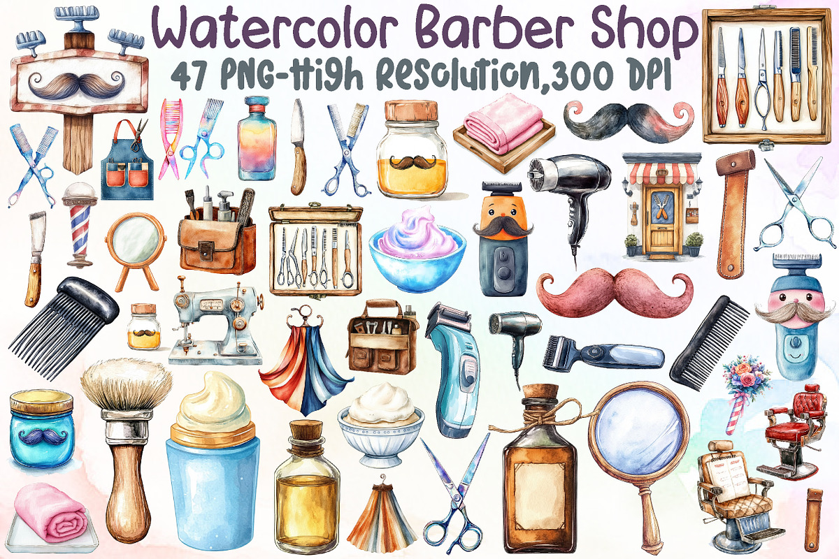 Barber Shop Clipart, an Illustration by Sublimation Artist (Photo 1 of 6)