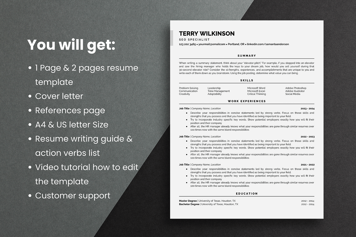 ATS Resume Template Google Docs, a Resume Template by bonadigitals (Photo 4 of 5)
