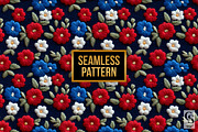 Red Blue Floral Embroidery Pattern, a Pattern Graphic by Creative Store (Thumbnail 4 of 5)