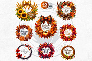 Autumn Harvest Wreaths Clipart, a Seasonal Illustration by ThatsDesignArt (Thumbnail 7 of 10)