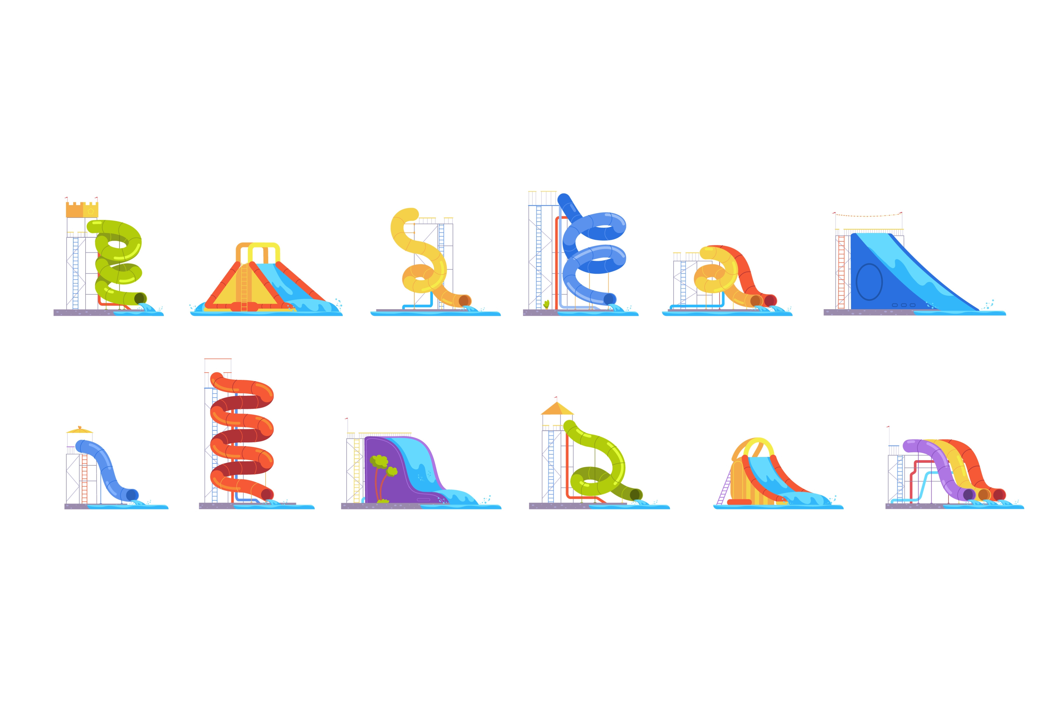 Aquapark water slides. Water | Background Graphics ~ Creative Market