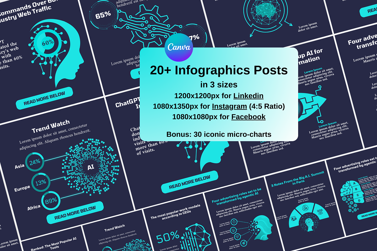 AI Infographics Templates, a Social Media Template by GrowthHackingStudio (Photo 1 of 9)