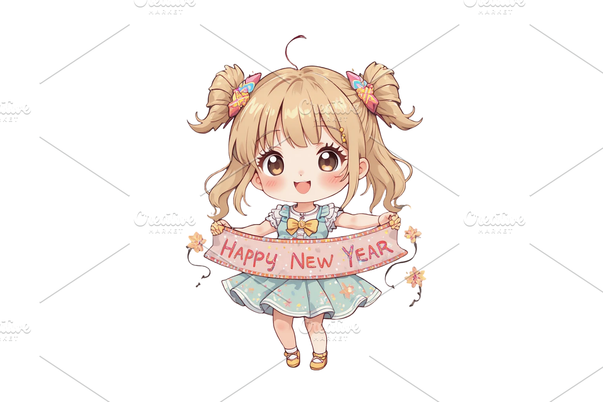 Girl Happy New Year Clipart, a Decorative Illustration by Creative design (Photo 2 of 7)