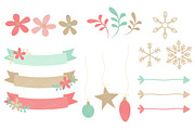 Mint & Coral Christmas Clipart Set, an Illustration by Amanda Ilkov (Thumbnail 4 of 5)