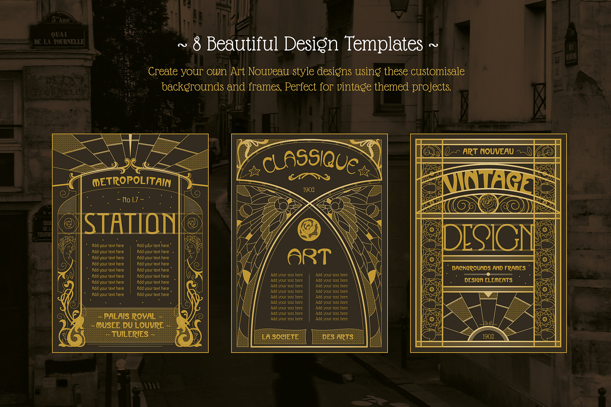 Art Nouveau Backgrounds and Frames, a Decorative Illustration by Wingsart Studio (Photo 2 of 8)