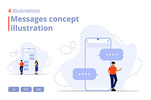 Messages concept illustration, a Technology Illustration by nivector