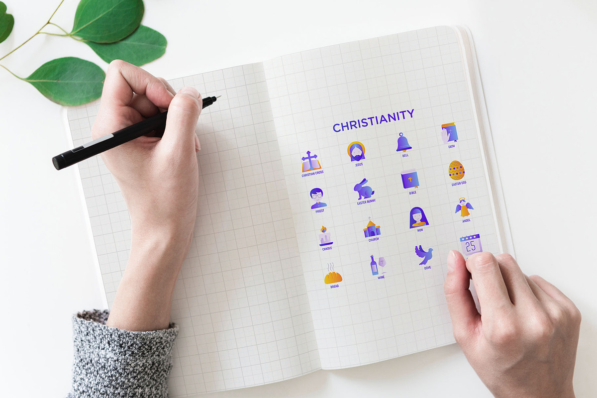 Christianity | 16 Flat Gradient Icon, an Outline Icon by Alex Blogoodf (Photo 4 of 11)