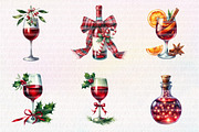 Christmas Red Wine Clipart, an Illustration by CreationArt (Thumbnail 2 of 6)