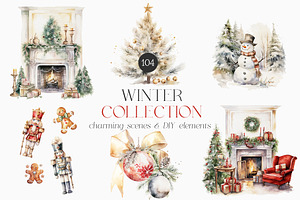 Winter Collection Graphic Set, a Seasonal Illustration by studioequinox