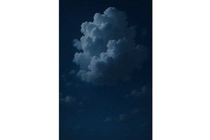 Moonlit Cloud Floating in Starry, an Illustration by AlexArt