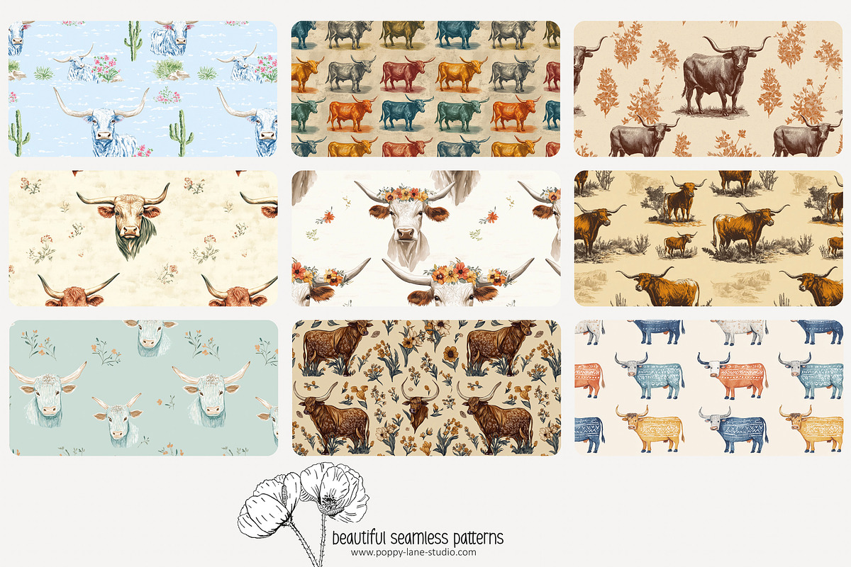 80 Texas cattle ranch repeat pattern, a Pattern Graphic by Poppy Lane ...