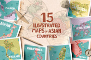 15 maps of Asian countries, an Animal Illustration by Mio Buono