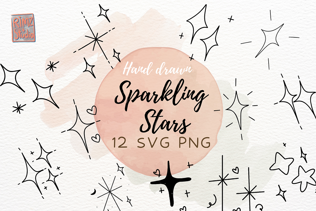 Sparkling stars hand drawn set SVG, an Illustration by RimzStudio (Photo 1 of 7)