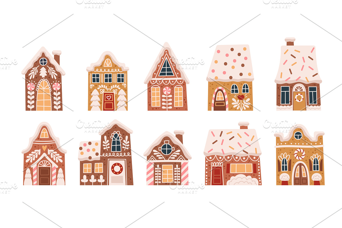 Gingerbread houses. Cute biscuits, an Object Illustration by YummyBuum