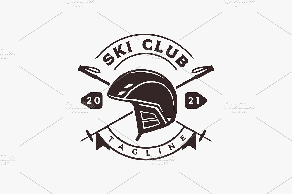 Vintage seal label badge ski logo, a Branding & Logo Template by DOMHOUZE