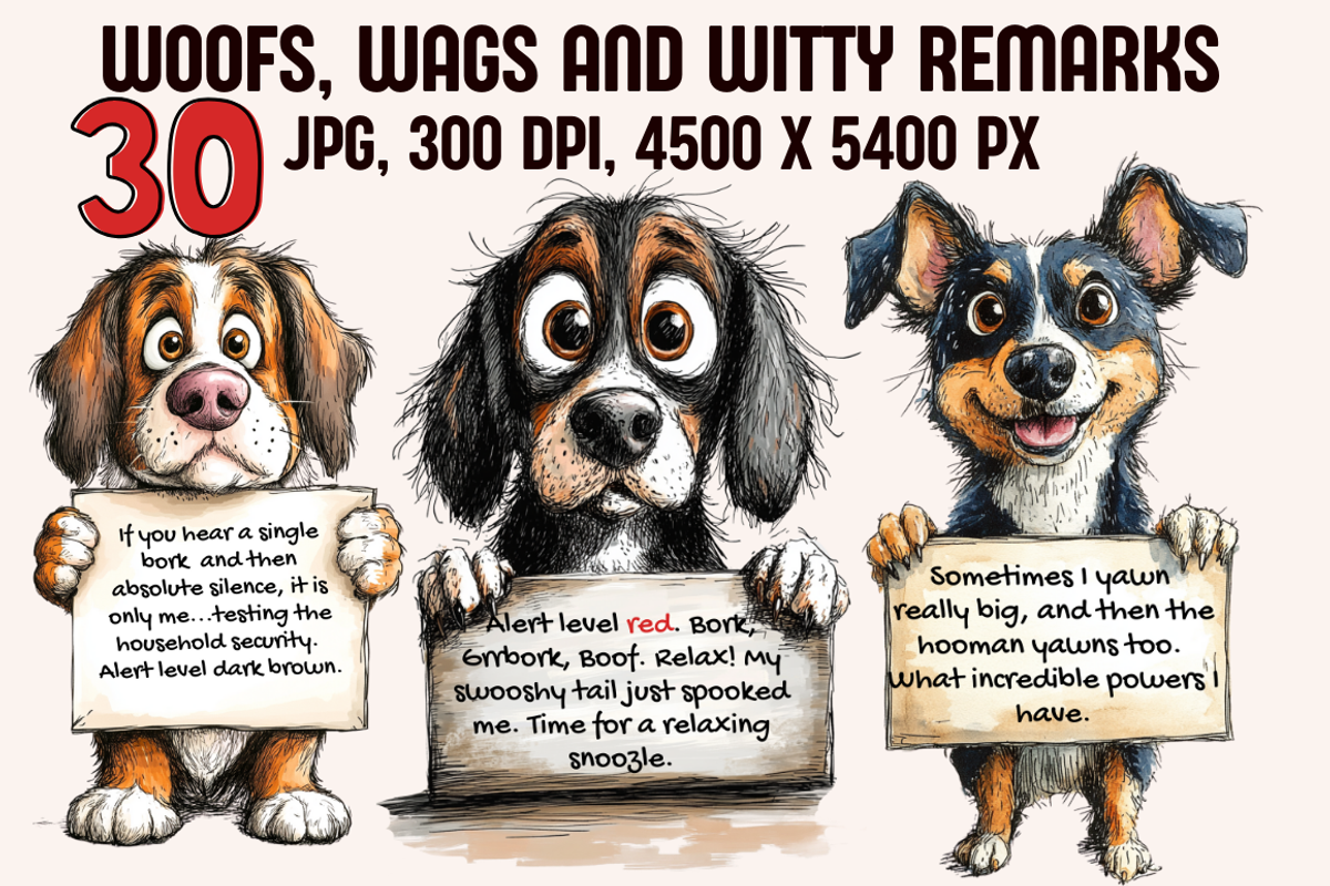 Woof, Wags and Witty Remarks, an Animal Illustration by PrintHaven Designs (Photo 1 of 10)