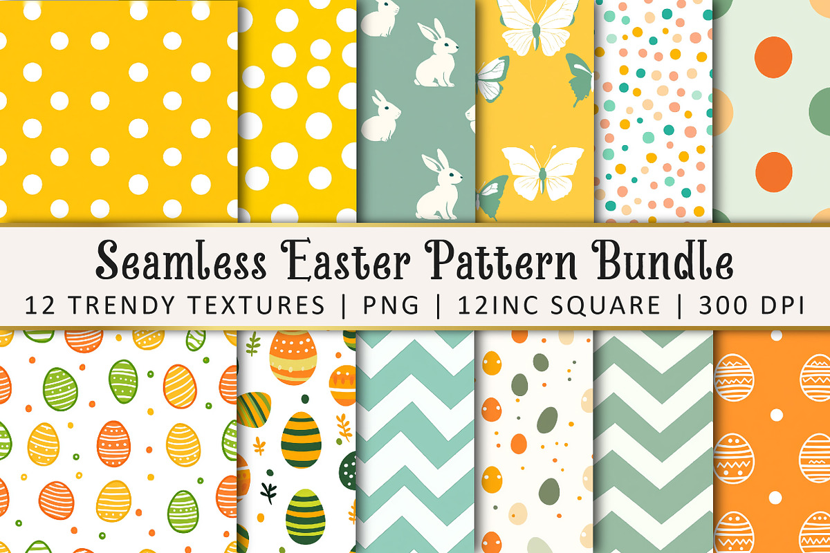 Seamless Easter Pattern Bundle, an Illustration by OK Design (Photo 1 of 3)