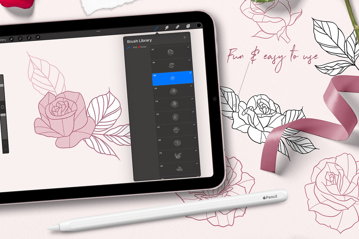 Procreate Roses Stamps, a Brush Add-On by RadekBroz (Photo 5 of 11)