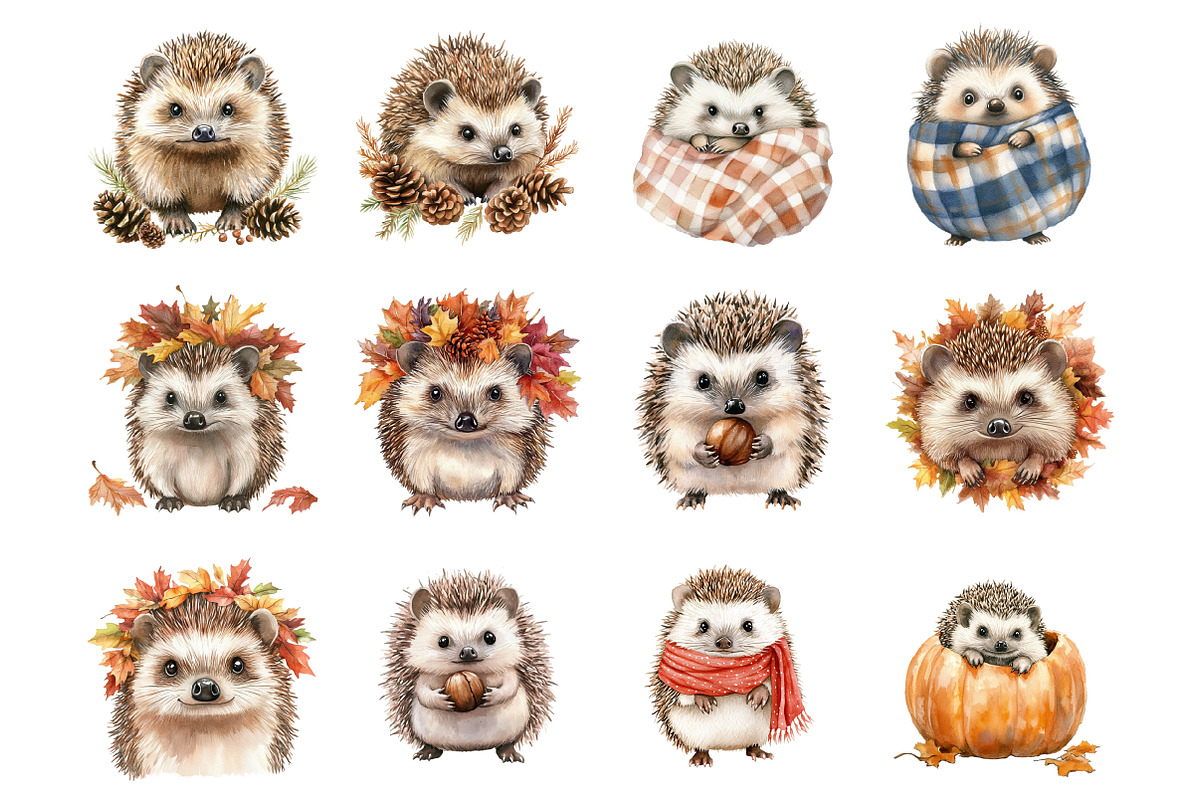 Autumn Hedgehog Fall Woodland Animal, an Illustration by Design Market (Photo 2 of 4)