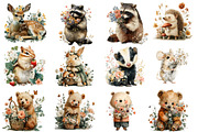 Whimsical Woodland Animal Floral Cli, an Illustration by Designworld (Thumbnail 2 of 4)