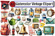 Watercolor Vintage Clipart, an Illustration by Design Market (Thumbnail 1 of 3)