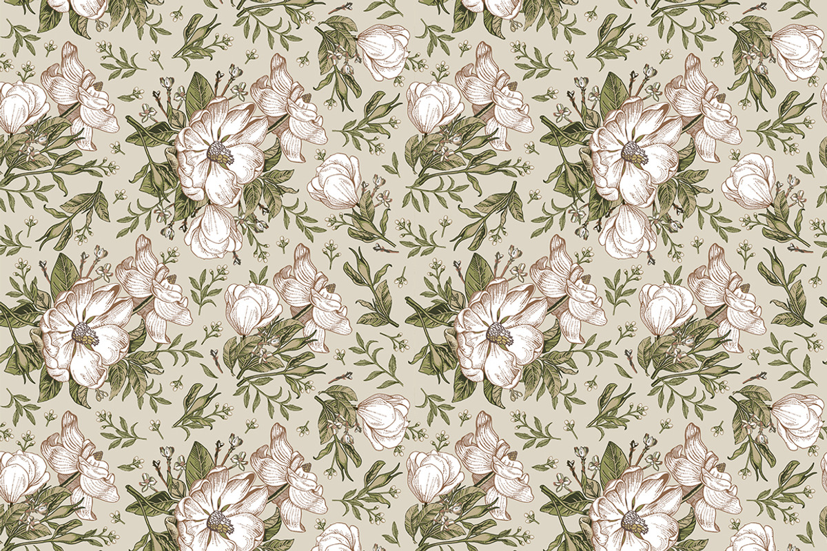 Set Seamless Flowers Dogrose Pattern, a Pattern Graphic by Vintage (Photo 4 of 8)