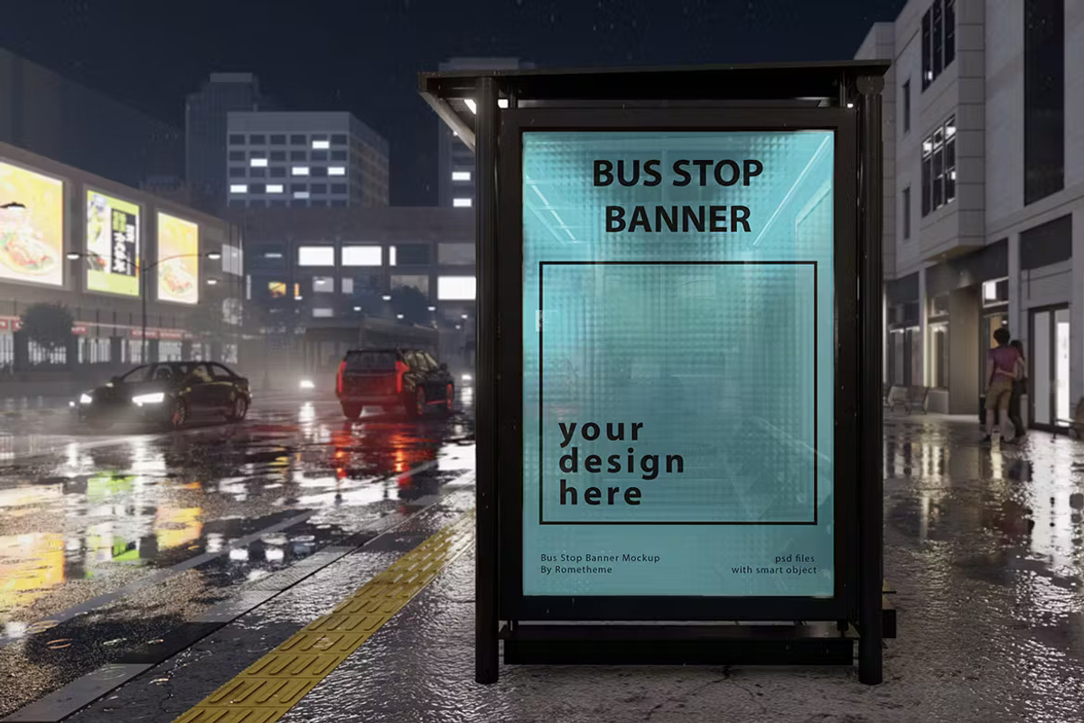 Bus Stop Banner Mockup Set, an Advertising Mockup by PaperMoon (Photo 4 of 5)