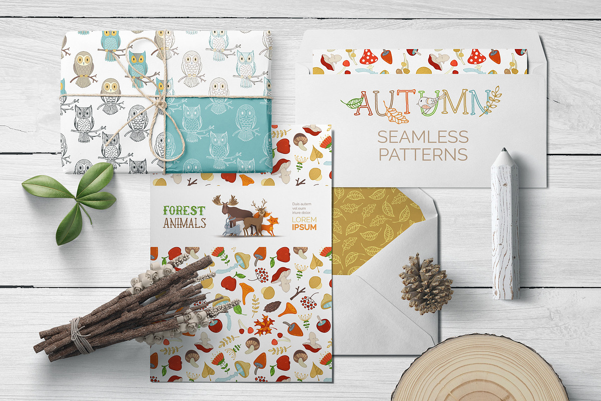 Autumn Woodland Seamless Patterns, a Pattern Graphic by MaljukArt (Photo 5 of 14)