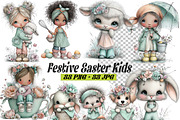 Festive Easter Kids Tshirt Clipart, an Illustration by one-touch (Thumbnail 1 of 15)