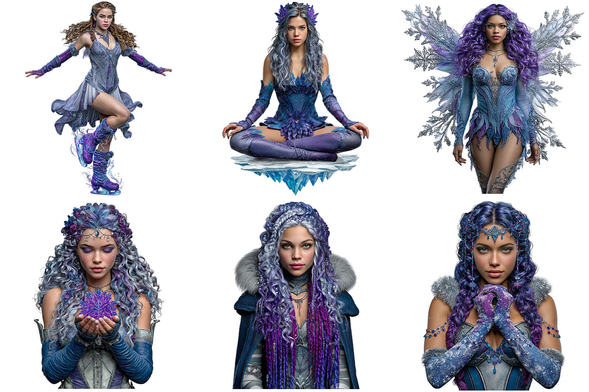 Fantasy Winter Girls Clipart Bundle, an Illustration by Craft Nest (Photo 7 of 11)