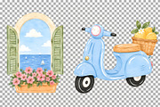 Italian Summer Clipart Coastal PNG, a Seasonal Illustration by SugarCloudStudioArt (Thumbnail 7 of 7)
