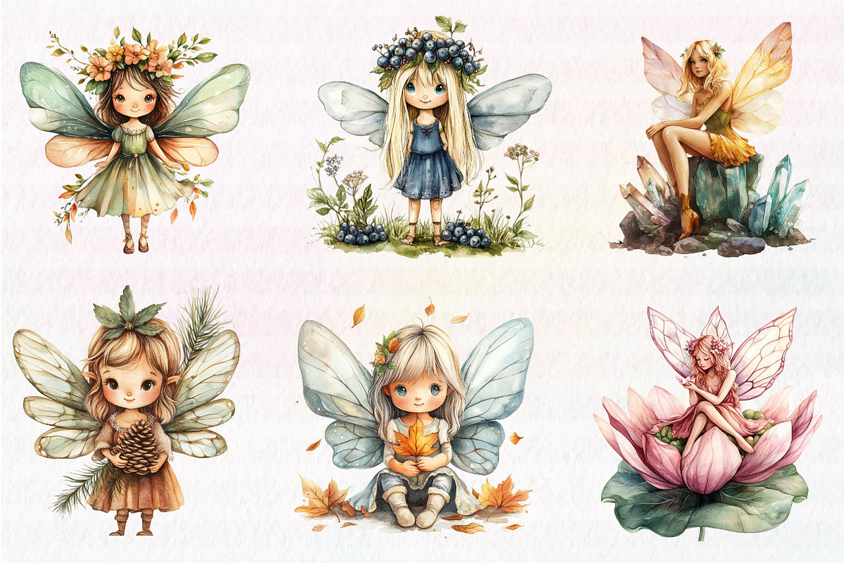 Forest Fairy Watercolor Clipart, an Illustration by CreationArt (Photo 4 of 5)