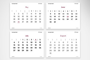 Typographic Calendar Year 2025