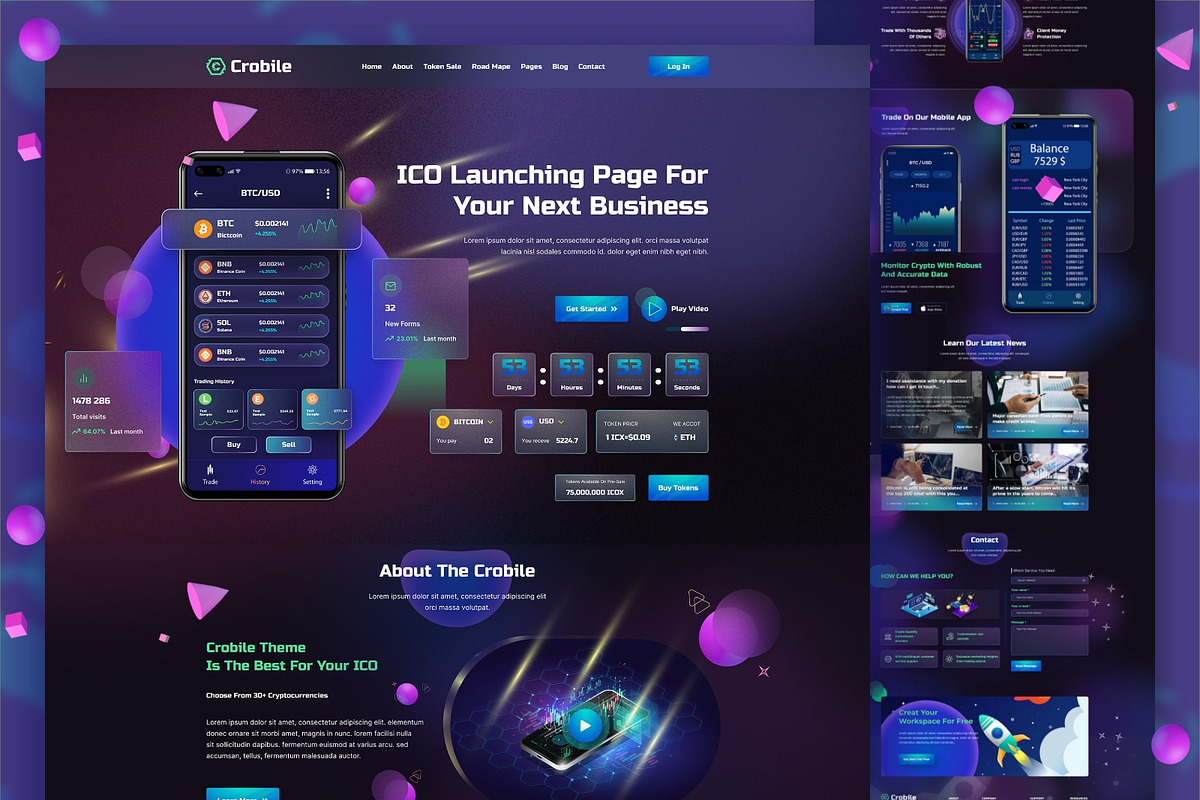Crobile-Figma Cryptocurrency Website, a Landing Page Template by Ordain IT