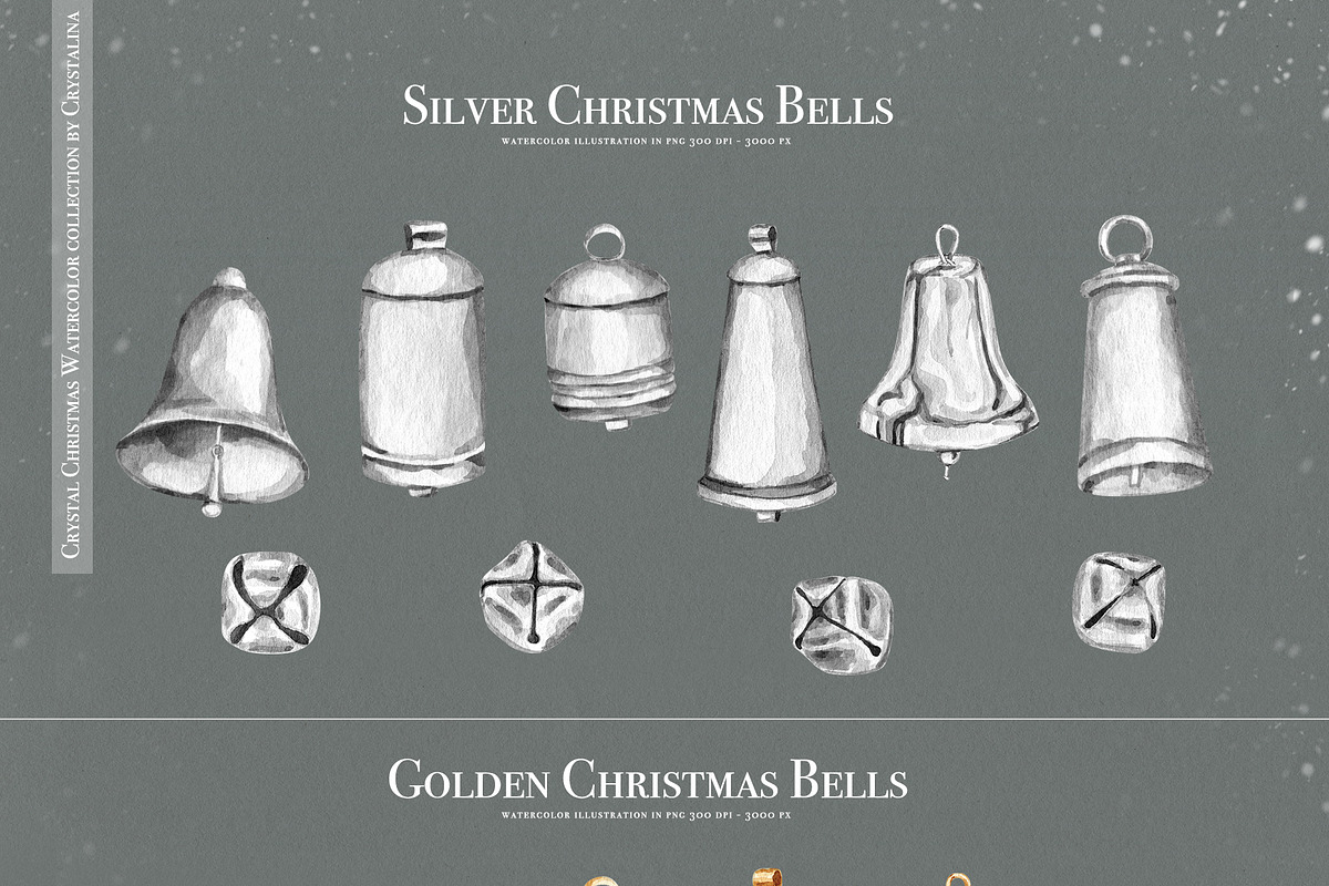 Crystal Christmas watercolor set, a Decorative Illustration by CrystalinaShop (Photo 14 of 18)