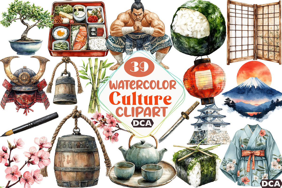Japanese Culture Clipart Set, an Illustration by DreamCafeArt (Photo 1 of 5)