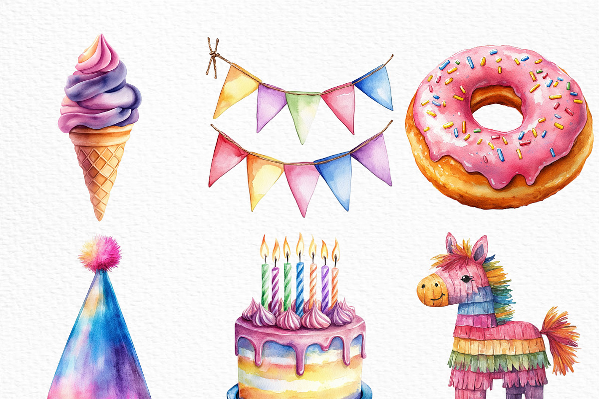 Happy Birthday Pastel Clipart, an Illustration by Craft Nest (Photo 2 of 6)